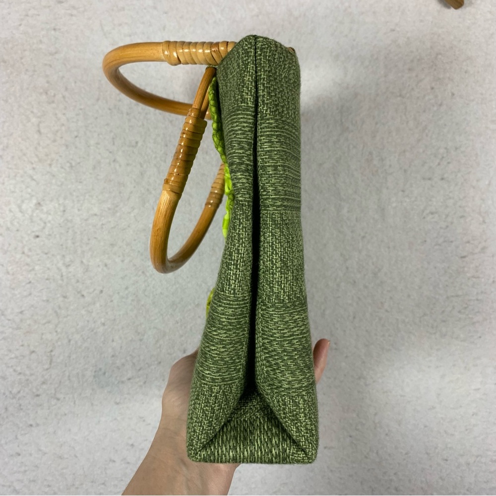 Nwot Small Handled Handbag Green Patchwork Appliq… - image 7